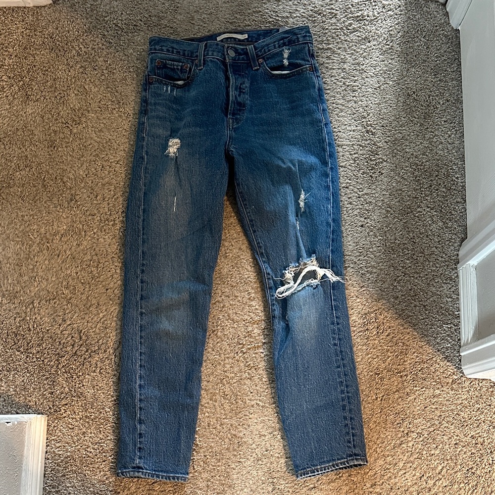 Levi's Dark Blue Ripped Skinny Jeans